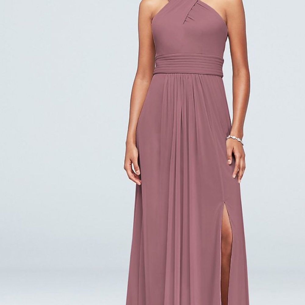 Size 12 crosscross highneck mesh bridesmaid dress